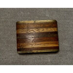 Vintage Hardwood Brass‎ Inlaid Buckle 1980's Station Wagon Wood Trim